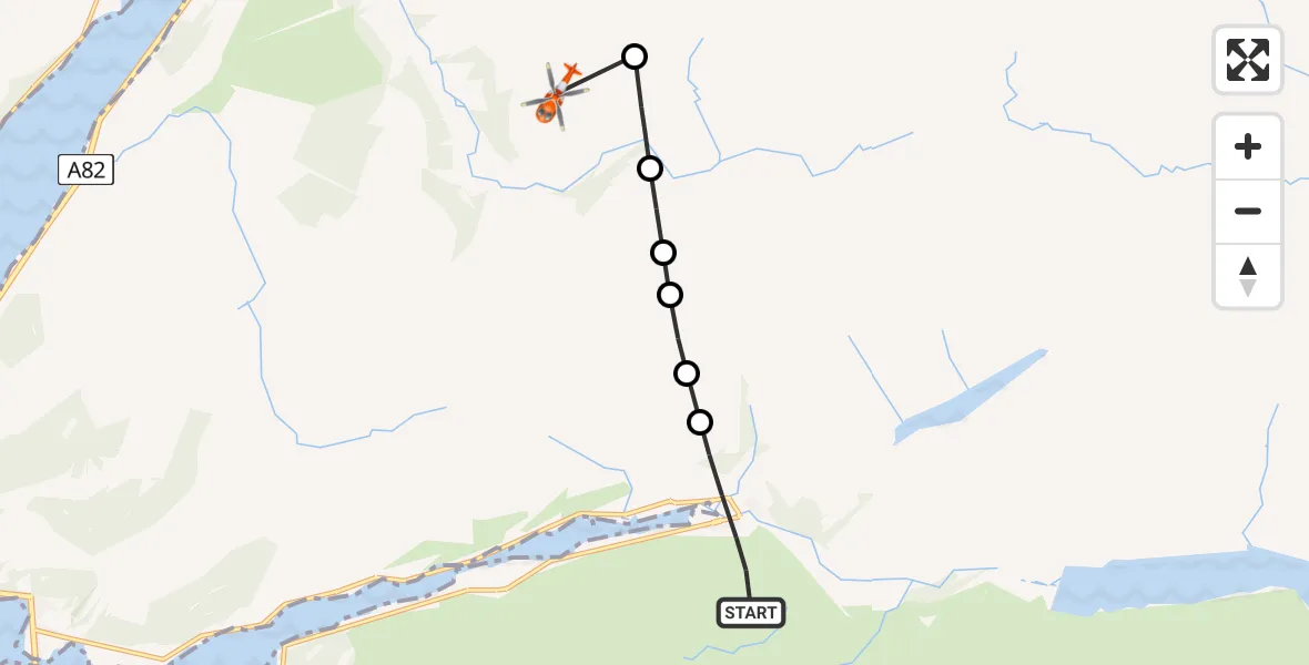 Flight route Coastguard Helicopter Kinlochleven - Coire Ghaimhnean, 13 July 2026, 10:14