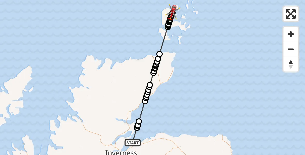 Flight route Air Ambulance Helicopter North Sea - Evie, 13 July 2026, 11:42