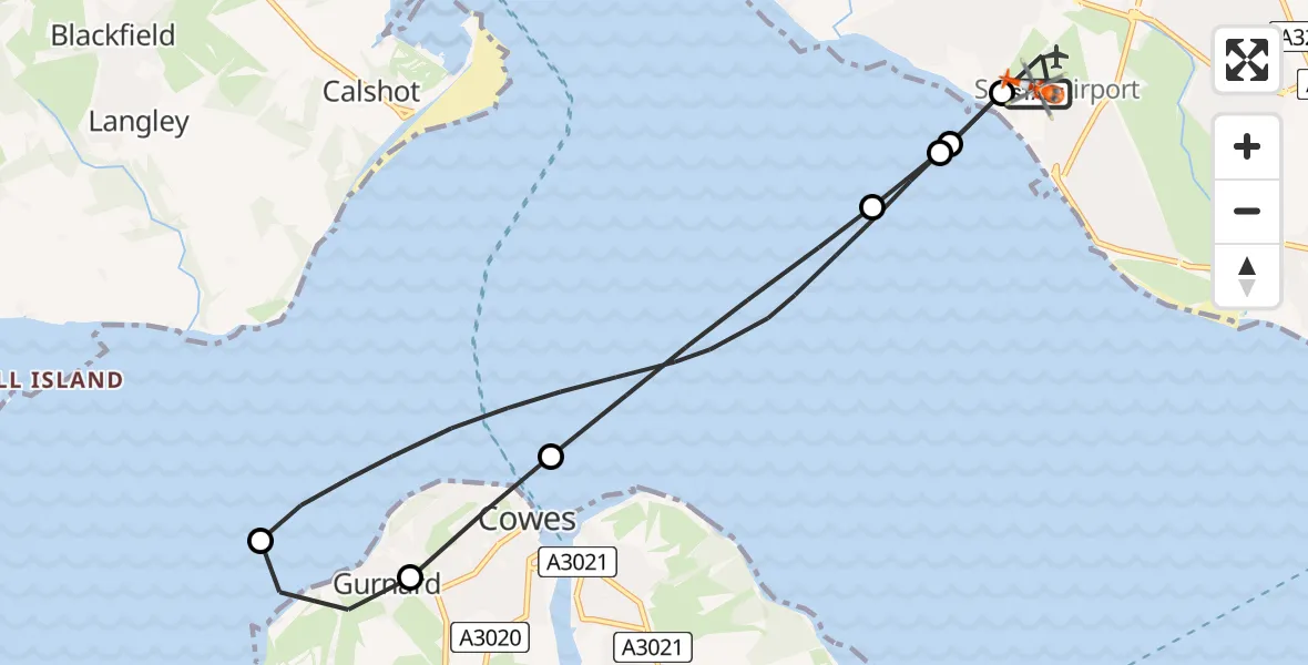 Flight route Coastguard Helicopter Solent Airport - Solent Airport, 13 July 2026, 11:54