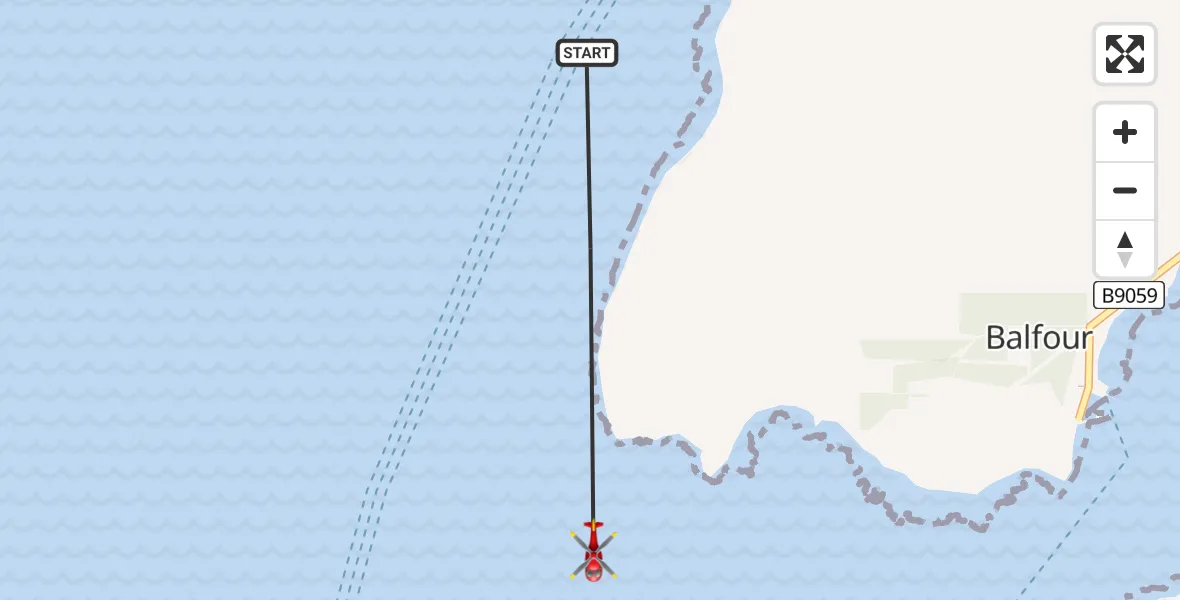 Flight route Air Ambulance Helicopter North Atlantic Ocean - North Atlantic Ocean, 13 July 2026, 13:12
