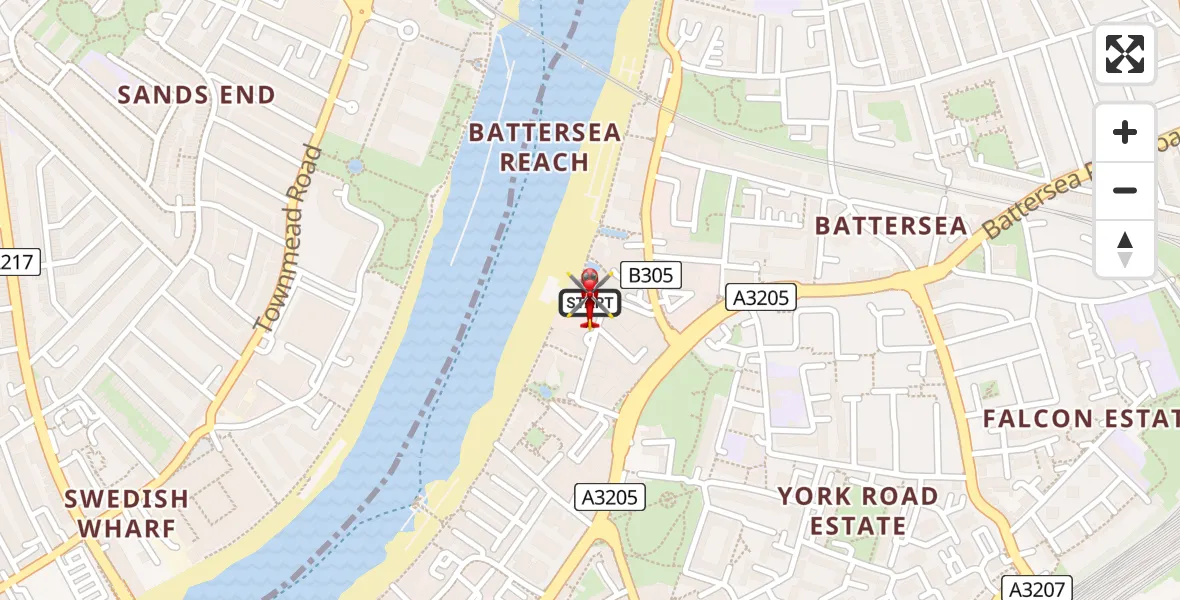Flight route Air Ambulance Helicopter London Heliport - London Heliport, 13 July 2026, 14:06