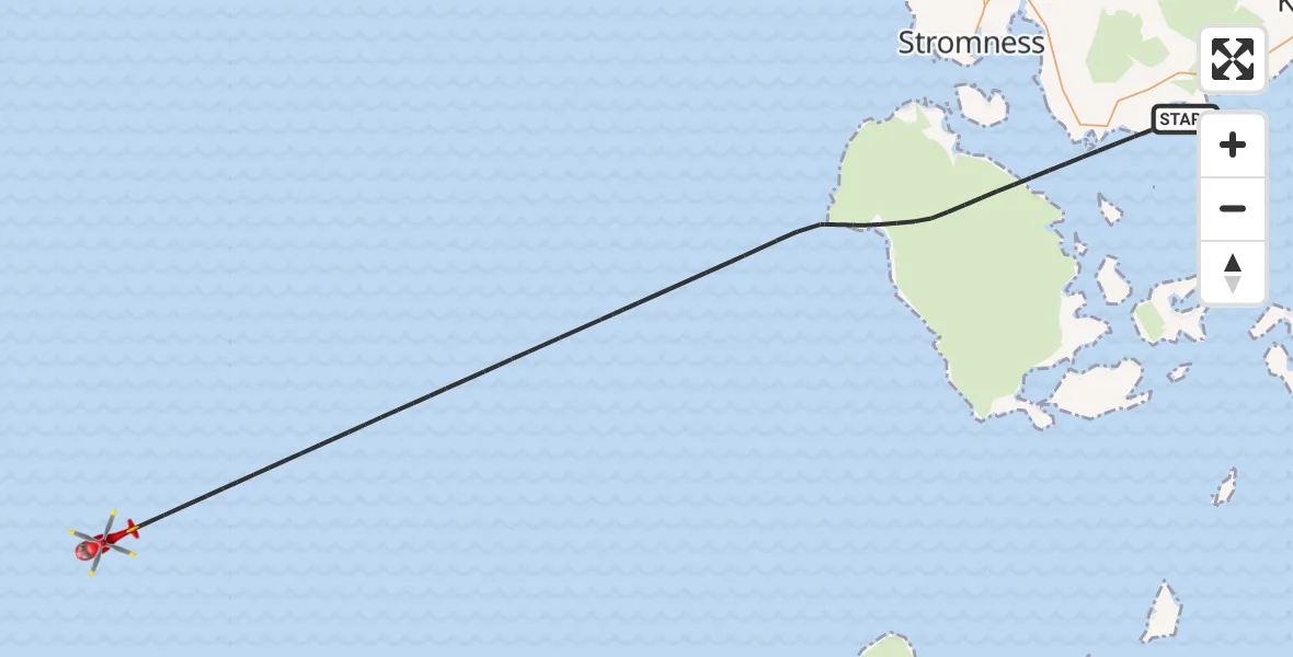 Flight route Air Ambulance Helicopter North Atlantic Ocean - North Atlantic Ocean, 13 July 2026, 14:44