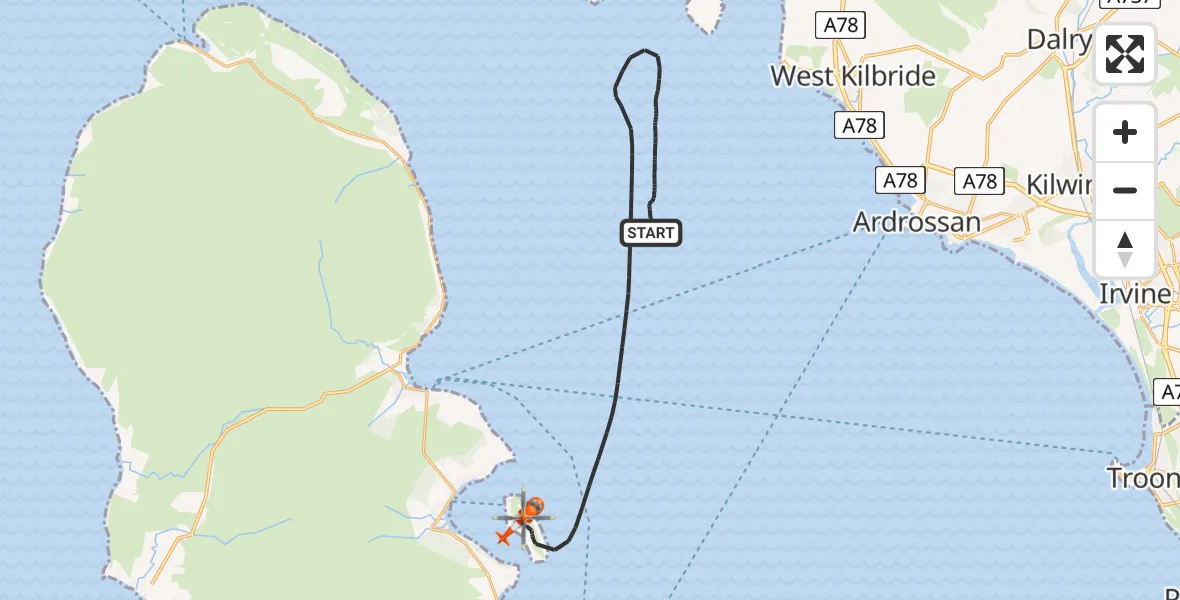 Flight route Coastguard Helicopter Inner Seas - Inner Seas, 13 July 2026, 14:48