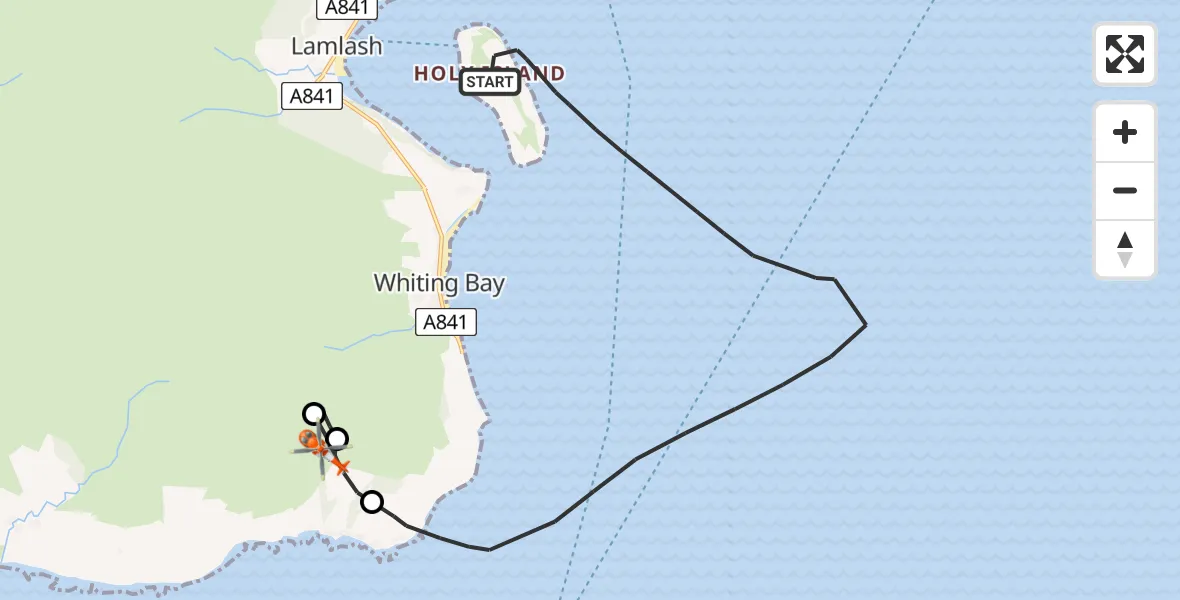 Flight route Coastguard Helicopter Inner Seas - North Ayrshire, 13 July 2026, 15:13