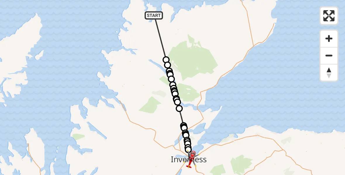 Flight route Air Ambulance Helicopter Portnancon - Inverness, 13 July 2026, 15:34