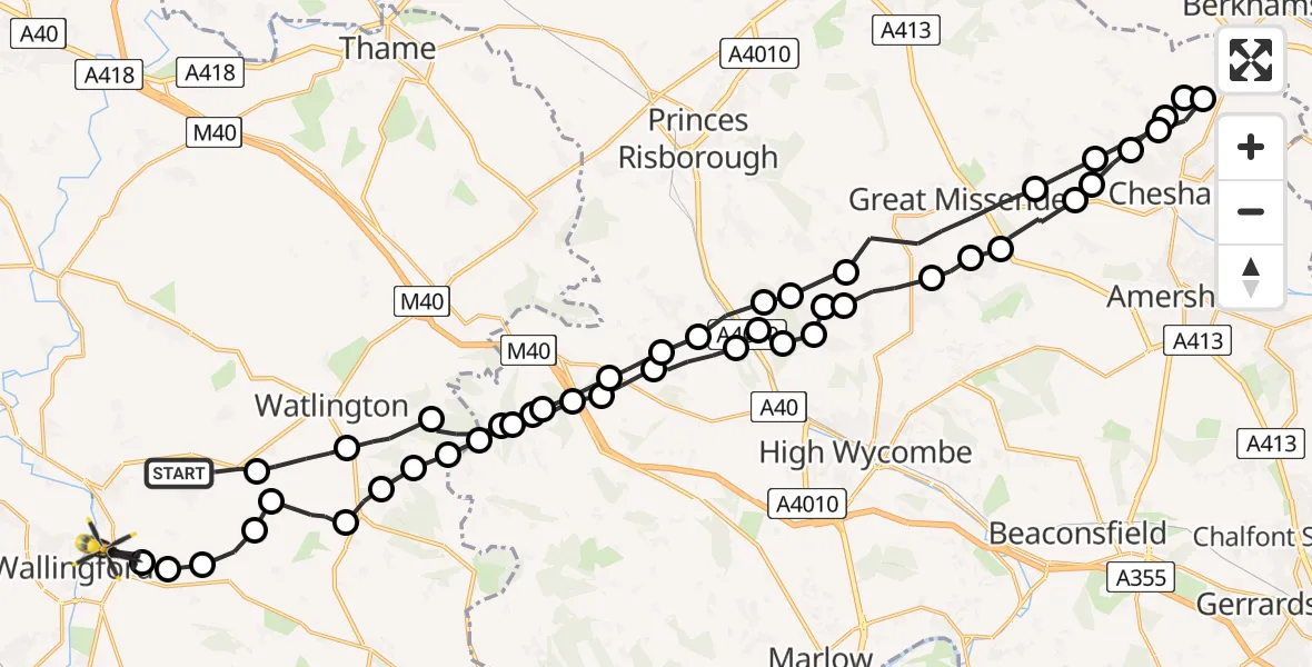 Flight route Police Helicopter Ewelme - Crowmarsh Gifford, 13 July 2026, 17:51