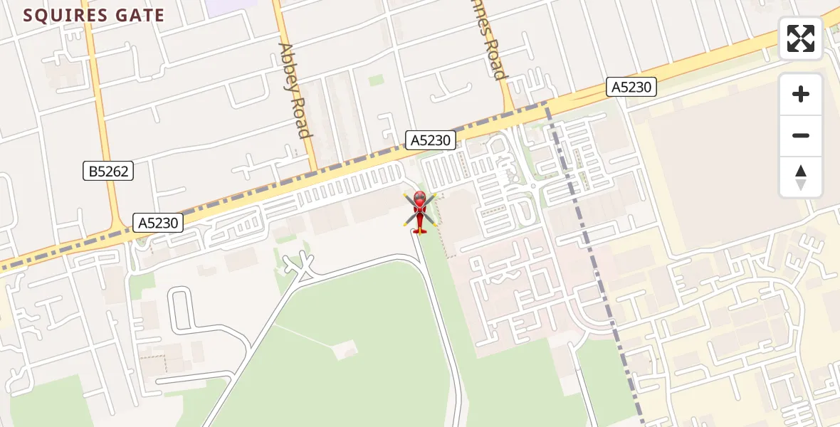 Flight route Air Ambulance Helicopter Blackpool Airport - Blackpool Airport, 13 July 2026, 18:11