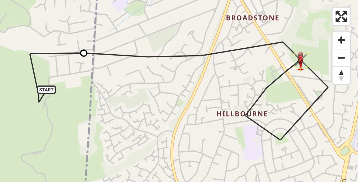 Flight route Air Ambulance Helicopter Corfe Mullen - Poole, 13 July 2026, 18:16