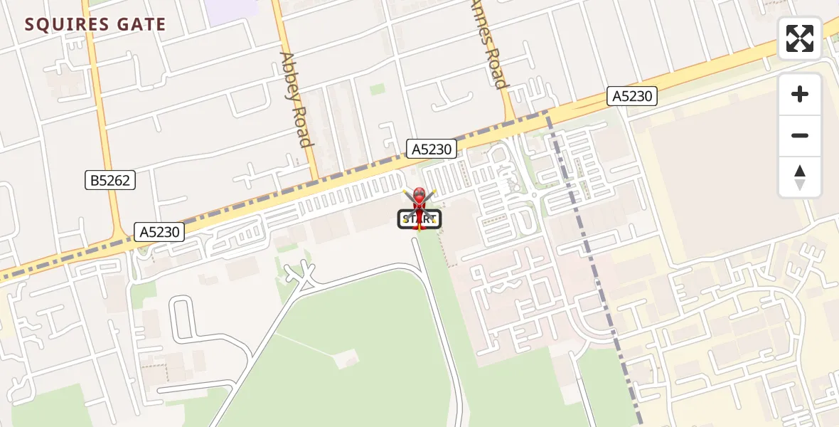 Flight route Air Ambulance Helicopter Blackpool Airport - Blackpool Airport, 13 July 2026, 18:45