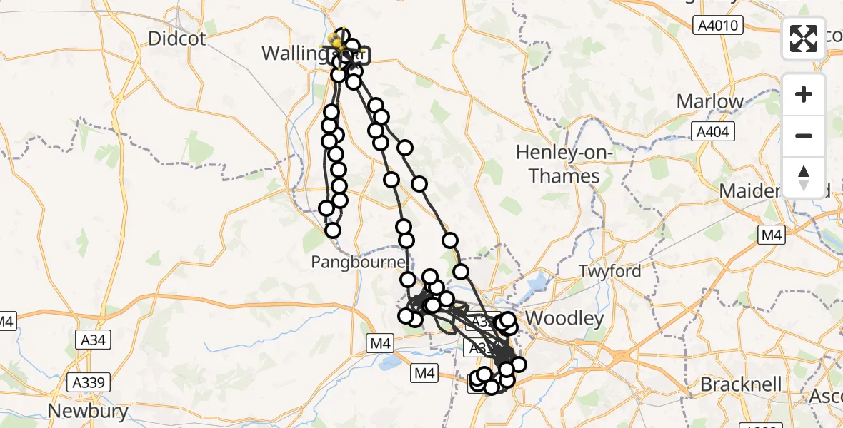 Flight route Police Helicopter Crowmarsh Gifford - Crowmarsh Gifford, 13 July 2026, 19:00