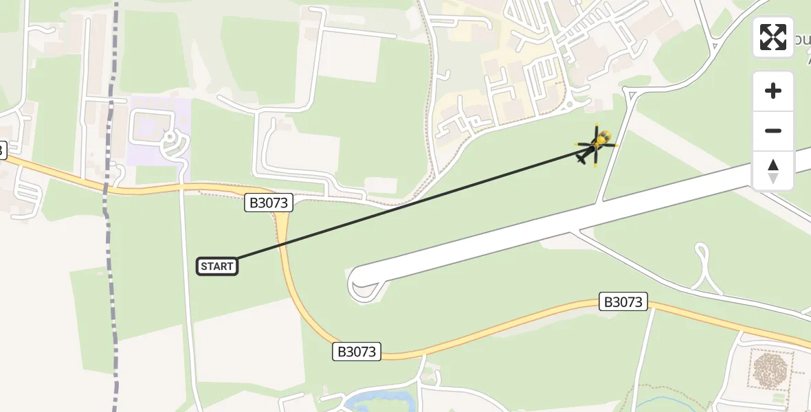 Flight route Police Helicopter Parley Cross - Bournemouth Airport, 13 July 2026, 23:04