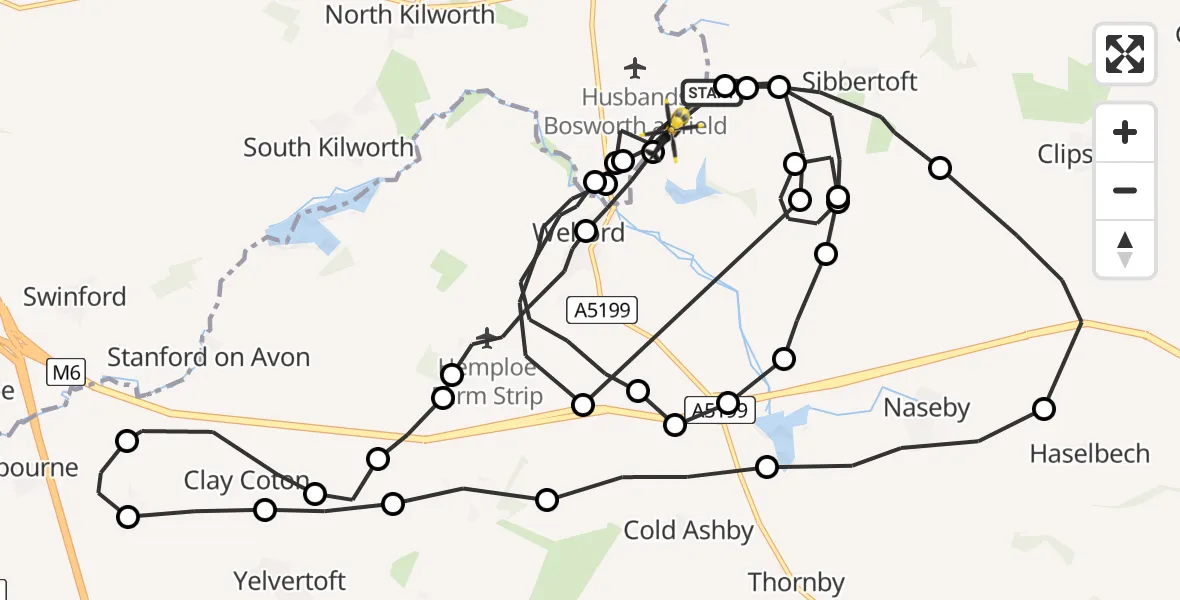 Flight route Police Helicopter Sulby Airstrip - Harborough, 14 July 2026, 10:00