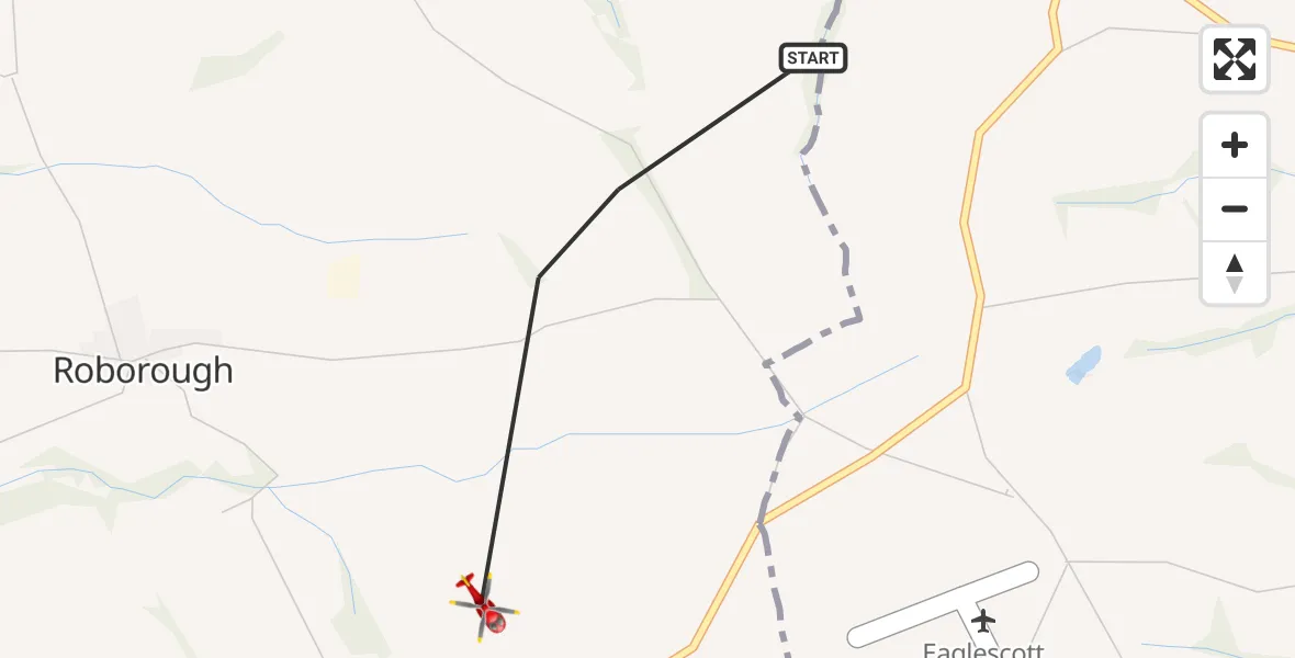 Flight route Air Ambulance Helicopter Roborough - Roborough, 14 July 2026, 10:14