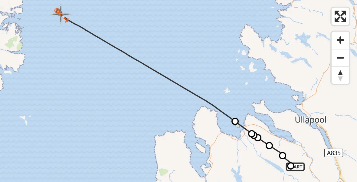 Flight route Coastguard Helicopter Highland - Inner Seas, 14 July 2026, 10:23