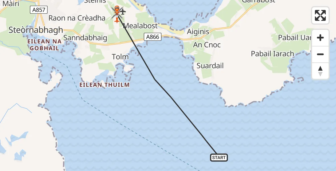 Flight route Coastguard Helicopter Inner Seas - Stornoway Airport, 14 July 2026, 10:43
