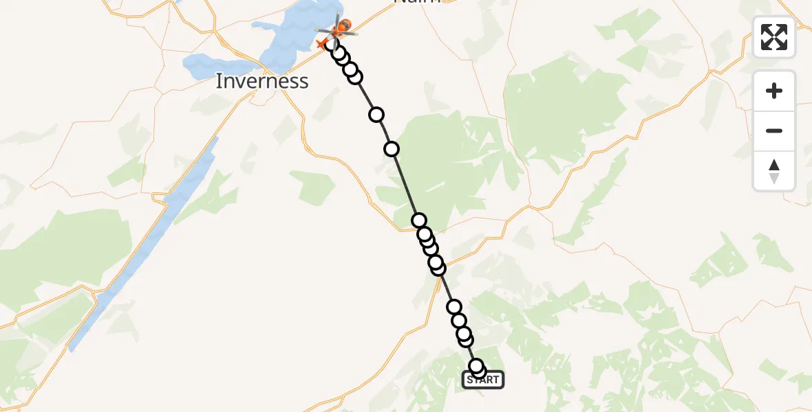 Flight route Coastguard Helicopter Highland - Inverness, 14 July 2026, 12:53