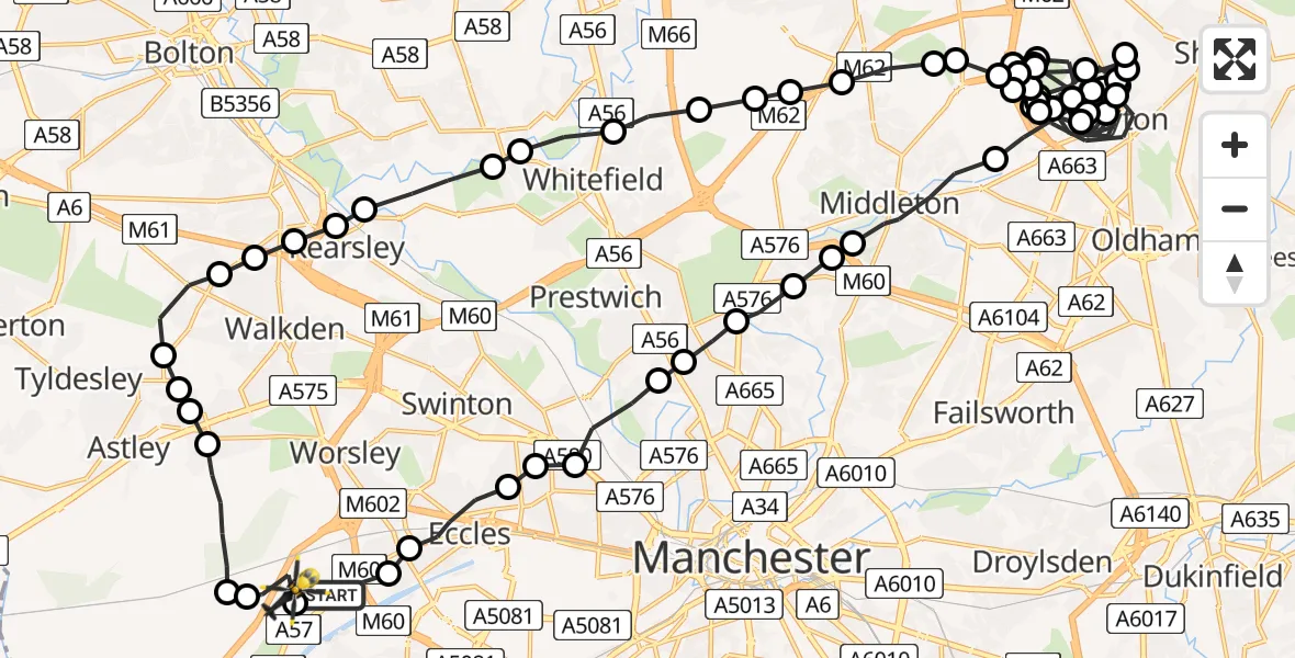 Flight route Police Helicopter Manchester Barton Aerodrome - Irlam, 14 July 2026, 13:20