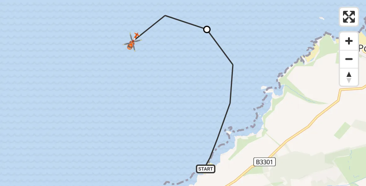 Flight route Coastguard Helicopter Camborne - Bristol Channel, 14 July 2026, 13:26