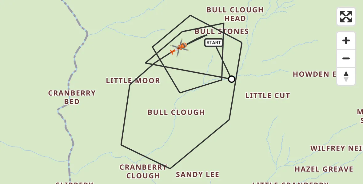 Flight route Coastguard Helicopter Bradfield - Bradfield, 14 July 2026, 14:10