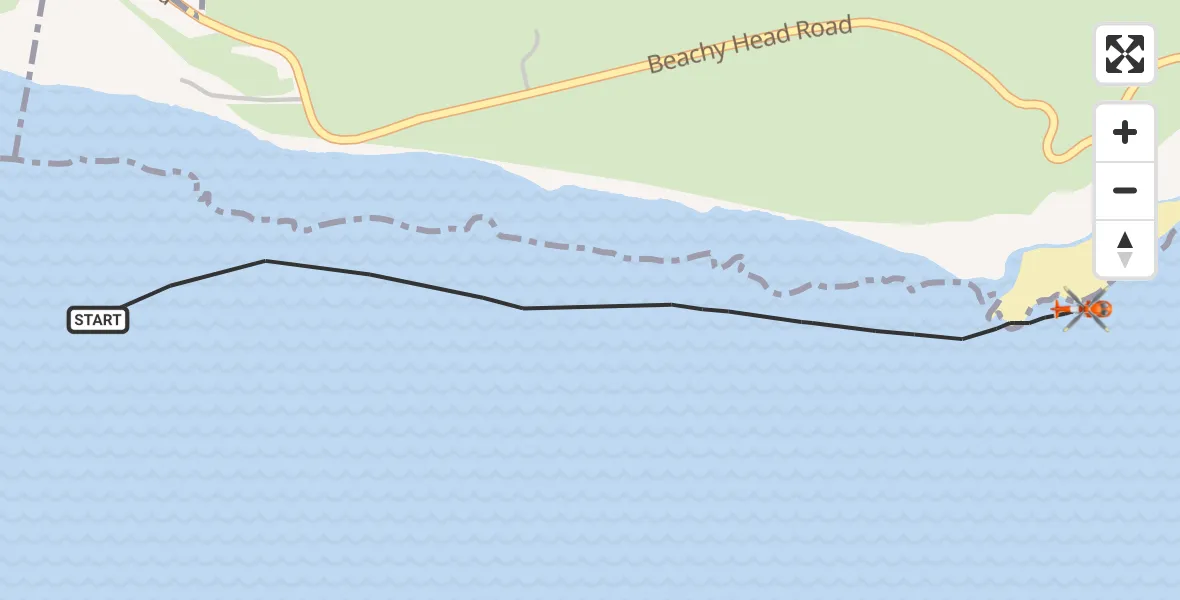 Flight route Coastguard Helicopter Eastbourne - Eastbourne, 14 July 2026, 15:25