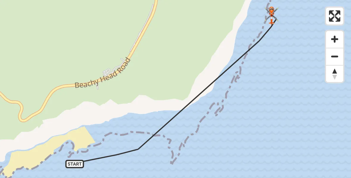 Flight route Coastguard Helicopter Eastbourne - Eastbourne, 14 July 2026, 15:34