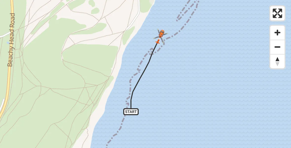 Flight route Coastguard Helicopter Eastbourne - Eastbourne, 14 July 2026, 15:38