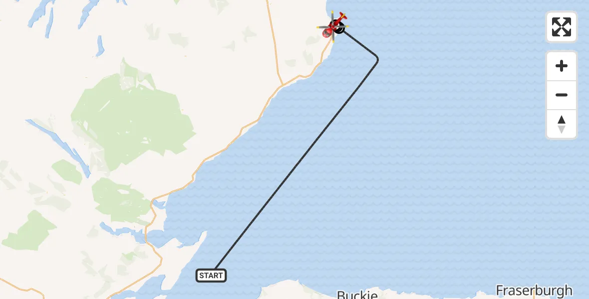 Flight route Air Ambulance Helicopter North Sea - Wick John O'Groats Airport, 14 July 2026, 20:41