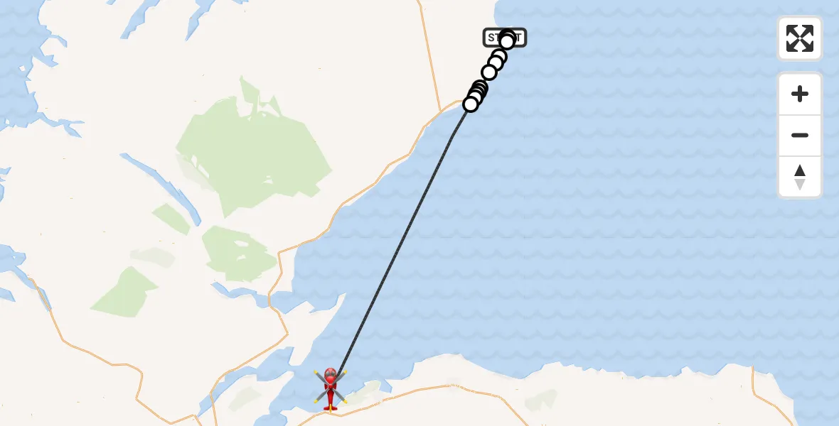 Flight route Air Ambulance Helicopter Wick John O'Groats Airport - North Sea, 14 July 2026, 21:27