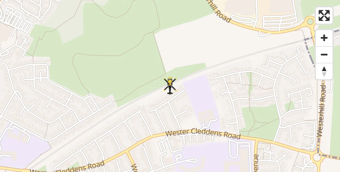 Flight route Police Helicopter Bishopbriggs - Bishopbriggs, 14 July 2026, 22:03