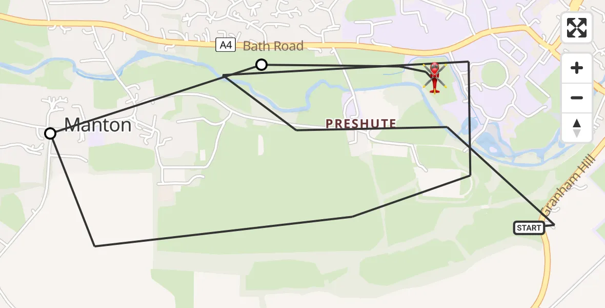 Flight route Air Ambulance Helicopter Marlborough - Marlborough, 15 July 2026, 08:17