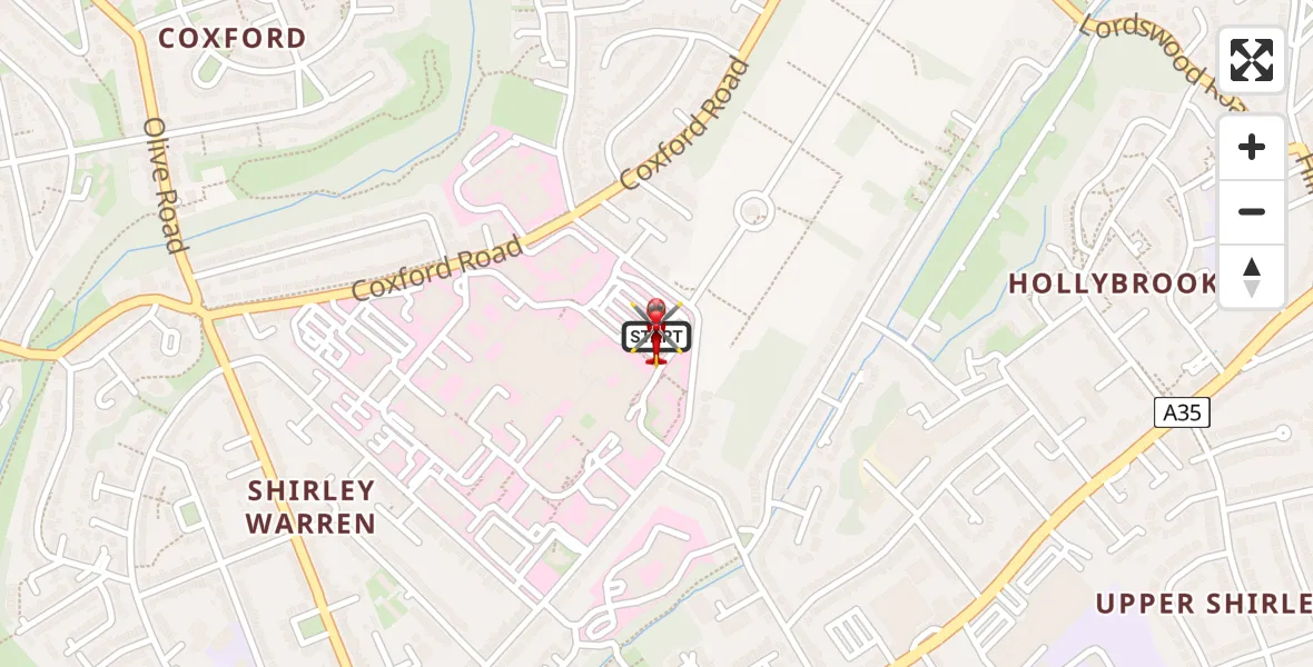 Flight route Air Ambulance Helicopter University Hospital Southampton - University Hospital Southampton, 15 July 2026, 10:46