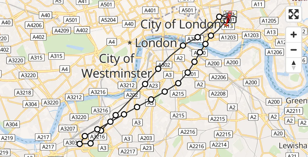 Flight route Air Ambulance Helicopter Royal London Hospital - Royal London Hospital, 15 July 2026, 13:49