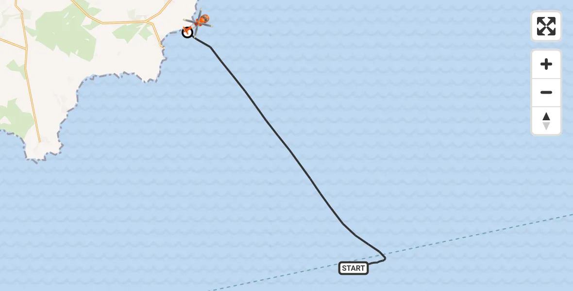 Flight route Coastguard Helicopter English Channel - St. Keverne, 15 July 2026, 14:20