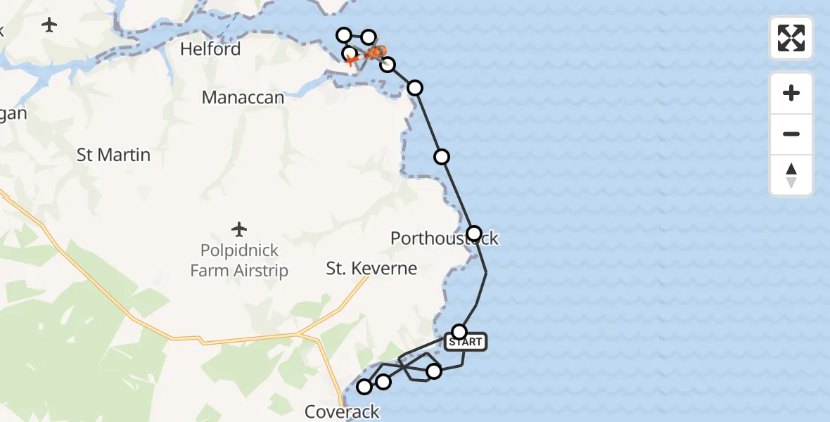 Flight route Coastguard Helicopter English Channel - English Channel, 15 July 2026, 14:31