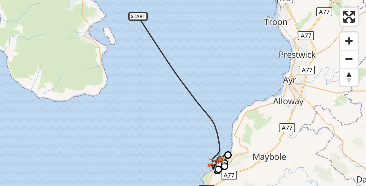Flight route Coastguard Helicopter Inner Seas - Inner Seas, 15 July 2026, 15:01