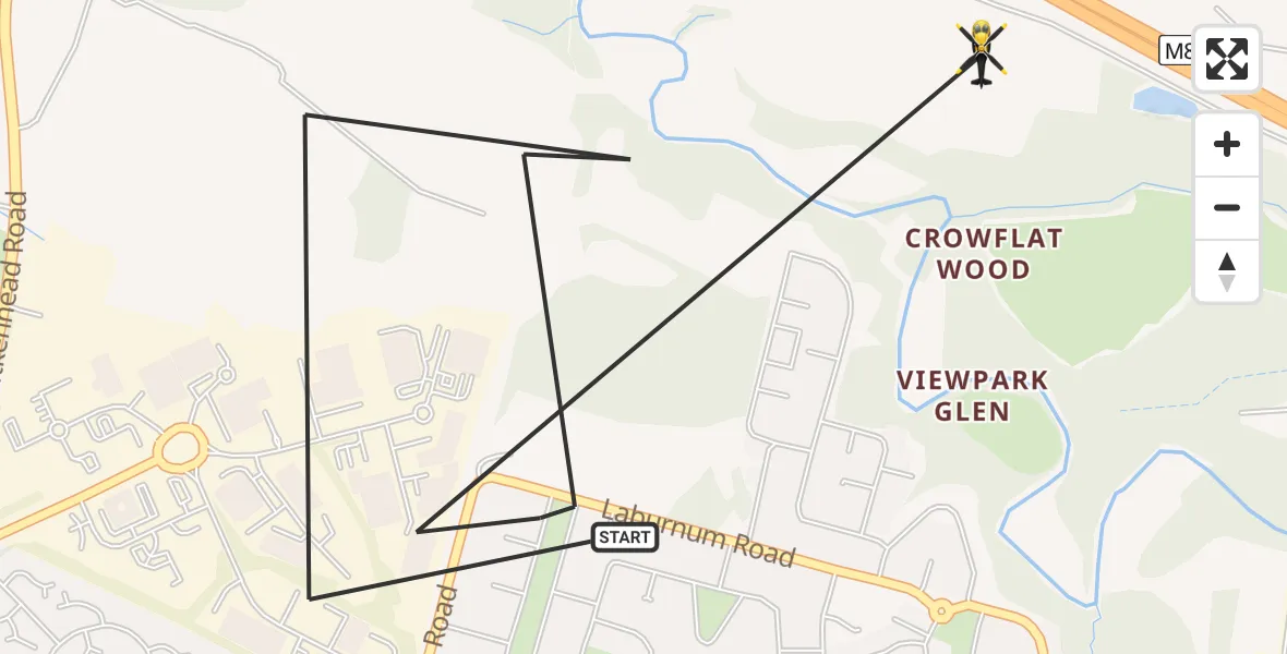Flight route Police Helicopter Viewpark - Viewpark, 15 July 2026, 15:41