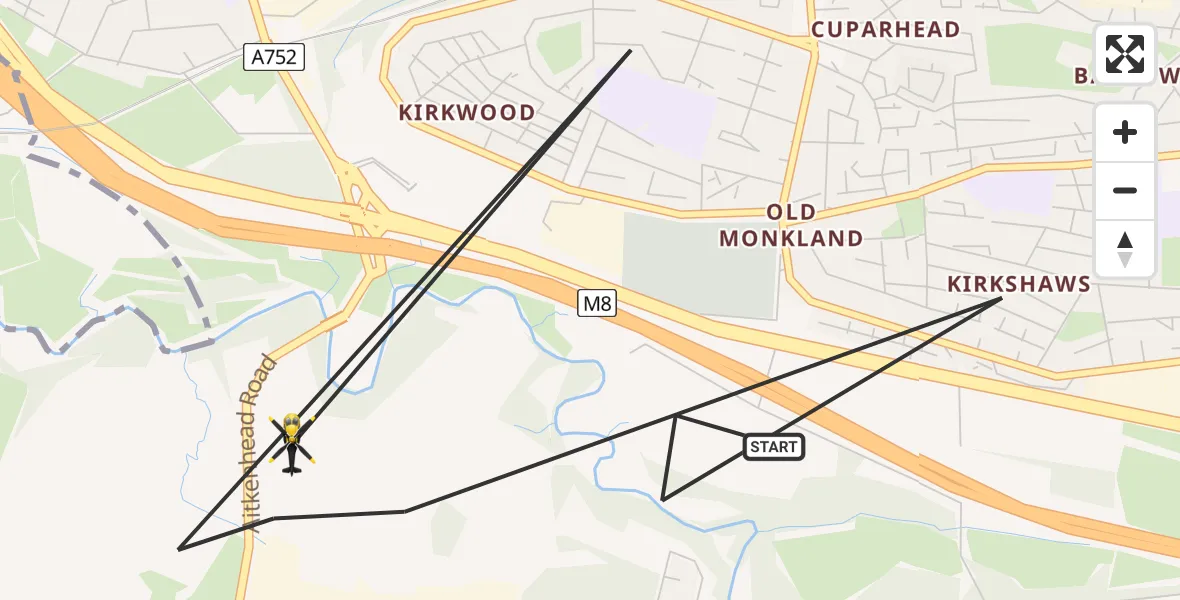 Flight route Police Helicopter Viewpark - Viewpark, 15 July 2026, 15:45