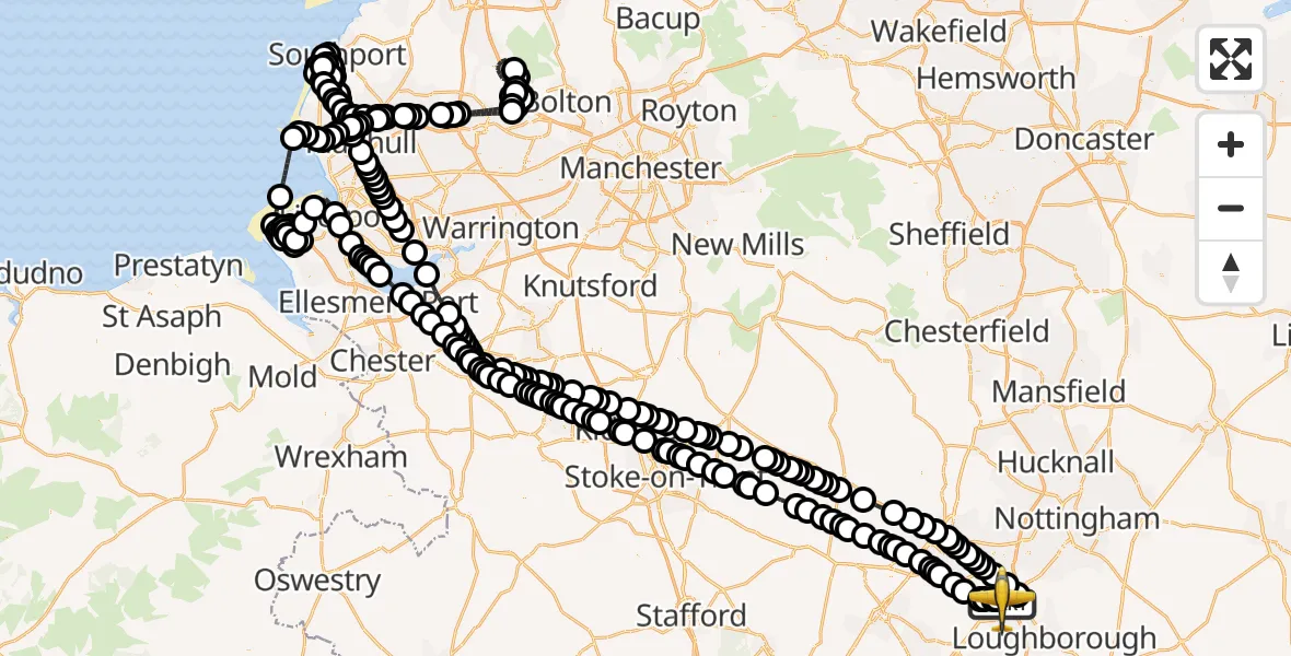 Flight route Police Aircraft East Midlands Airport - East Midlands Airport, 15 July 2026, 16:18