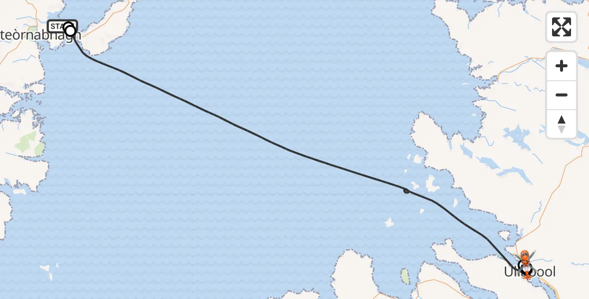 Flight route Coastguard Helicopter Stornoway Airport - Ullapool, 15 July 2026, 16:58