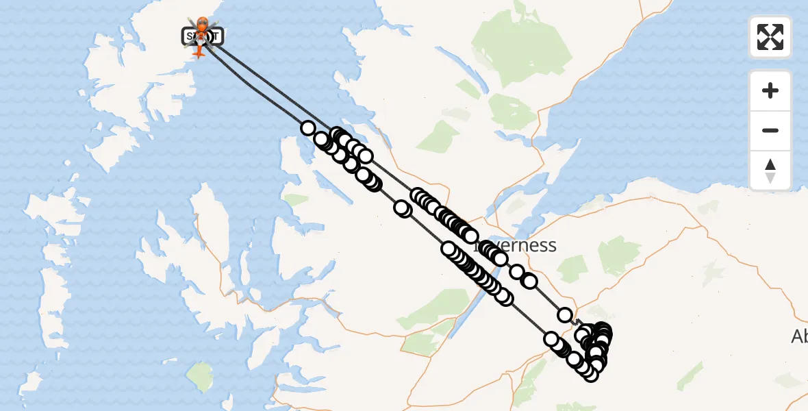 Flight route Coastguard Helicopter Àird Thunga - Stornoway Airport, 15 July 2026, 21:11