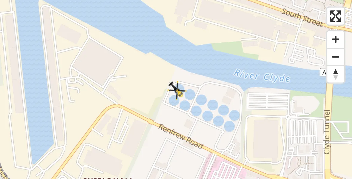 Flight route Police Helicopter Glasgow - Glasgow, 15 July 2026, 22:52