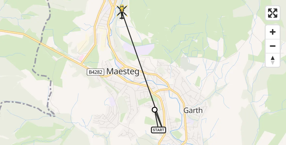 Flight route Police Helicopter Cwmfelin - Nantyffyllon, 16 July 2026, 10:31