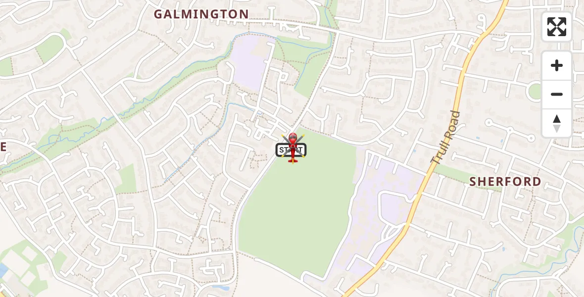 Flight route Air Ambulance Helicopter Taunton - Taunton, 16 July 2026, 10:42
