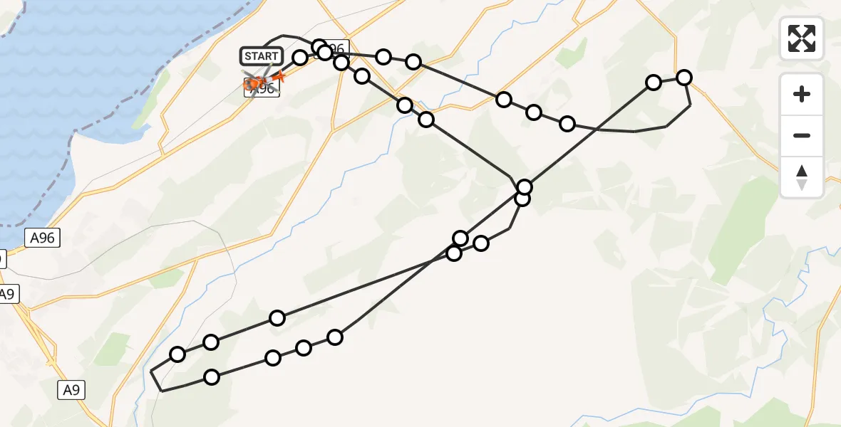 Flight route Coastguard Helicopter Inverness Airport - Inverness Airport, 16 July 2026, 10:52