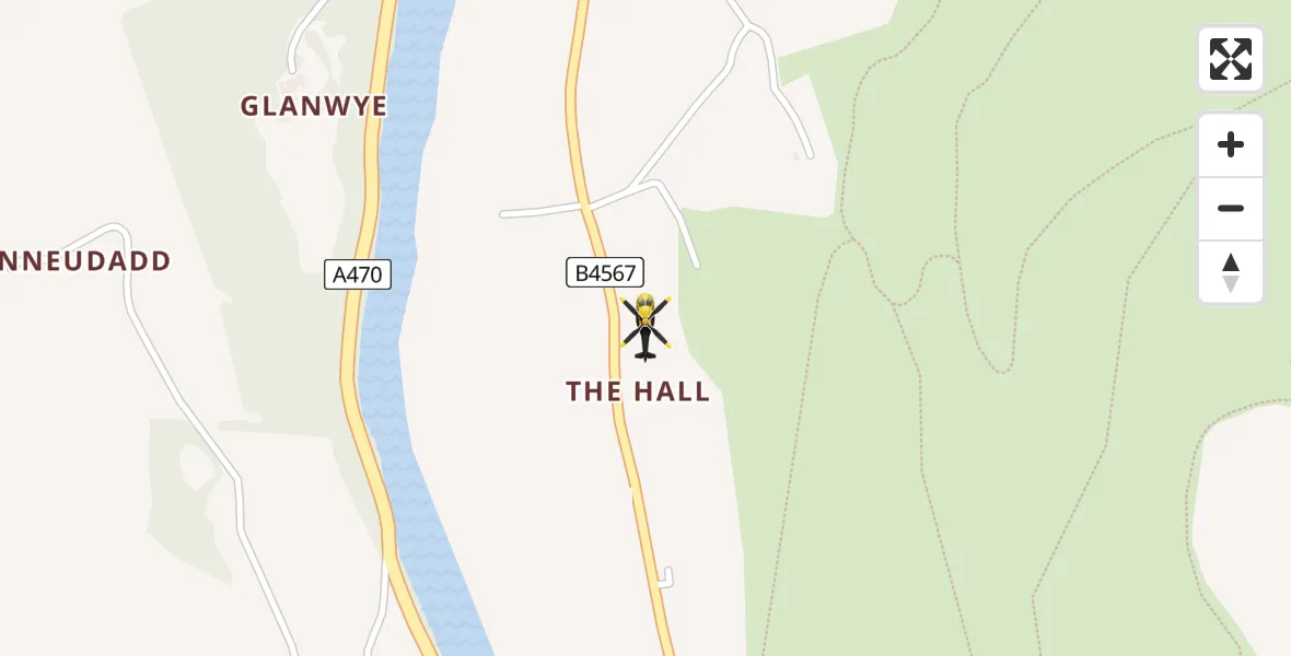 Flight route Police Helicopter Aberedw - Aberedw, 16 July 2026, 12:14