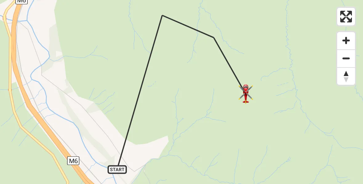Flight route Air Ambulance Helicopter Tebay - Tebay, 16 July 2026, 13:06
