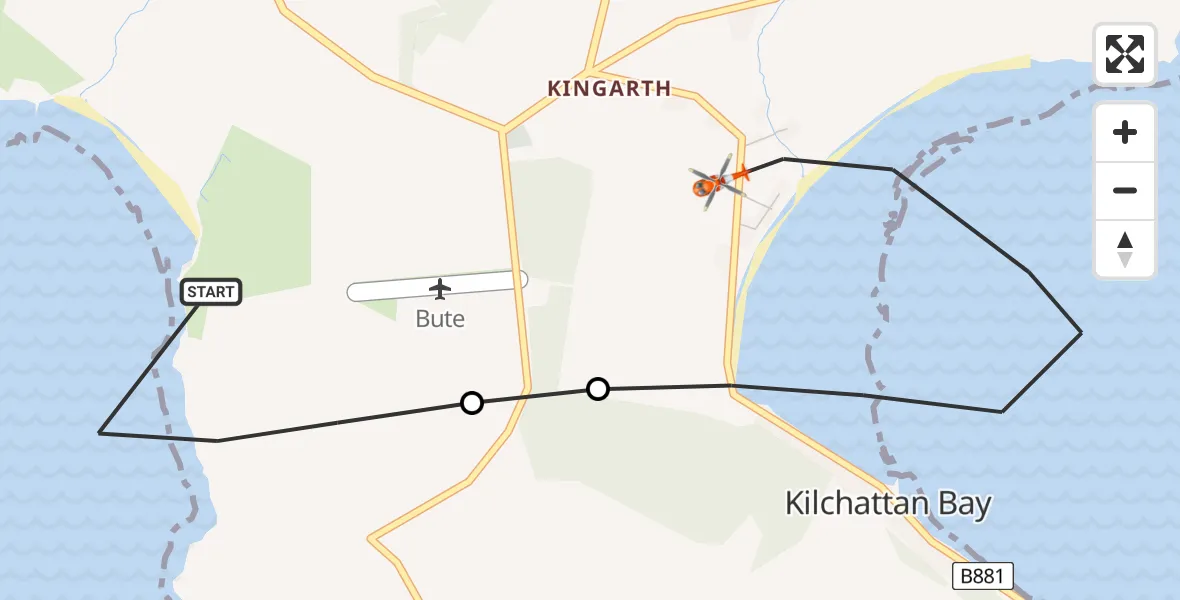 Flight route Coastguard Helicopter Inner Seas - Inner Seas, 16 July 2026, 14:26
