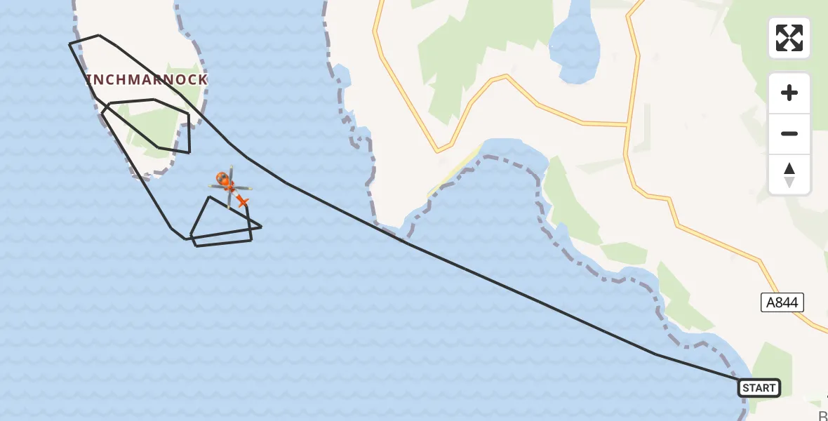 Flight route Coastguard Helicopter Inner Seas - Inner Seas, 16 July 2026, 14:34