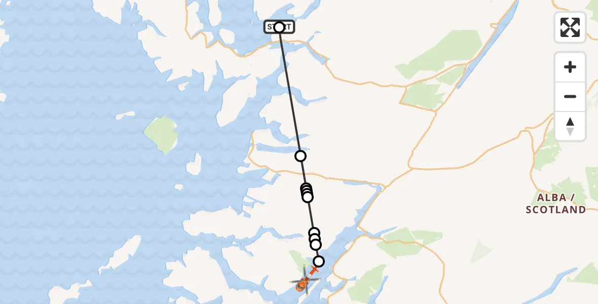 Flight route Coastguard Helicopter Plockton Airstrip - Inner Seas, 16 July 2026, 16:05