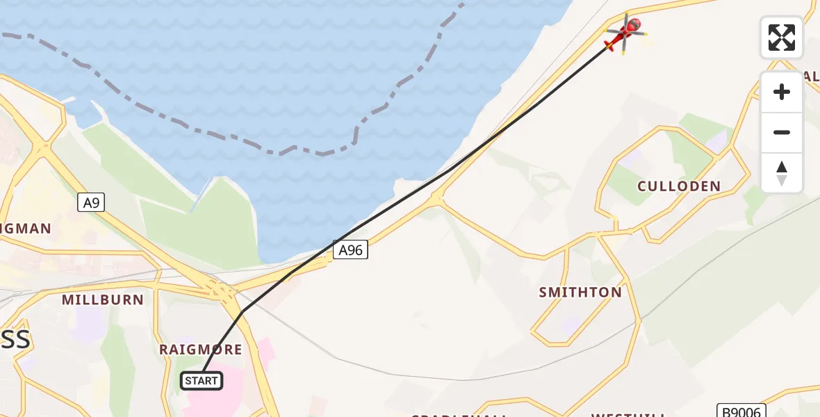 Flight route Air Ambulance Helicopter Inverness - Inverness, 16 July 2026, 16:09
